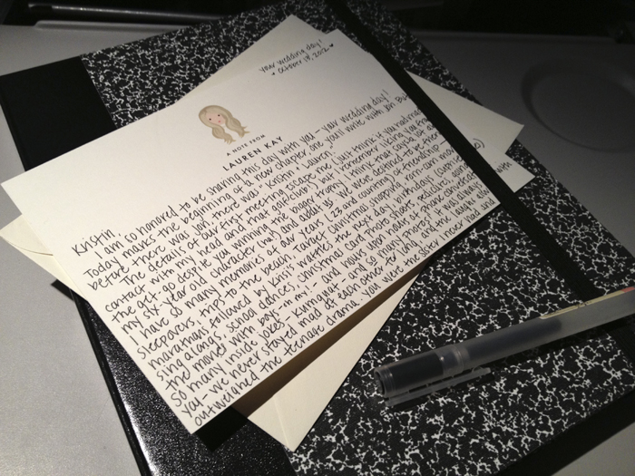 Message from maid of honour shop to bride